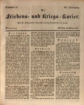 Der Friedens- u. Kriegs-Kurier (Nürnberger Friedens- und Kriegs-Kurier) Sonntag 26. Februar 1837