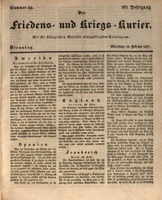 Der Friedens- u. Kriegs-Kurier (Nürnberger Friedens- und Kriegs-Kurier) Dienstag 28. Februar 1837