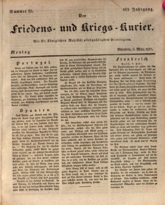 Der Friedens- u. Kriegs-Kurier (Nürnberger Friedens- und Kriegs-Kurier) Montag 6. März 1837