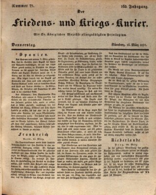 Der Friedens- u. Kriegs-Kurier (Nürnberger Friedens- und Kriegs-Kurier) Donnerstag 16. März 1837