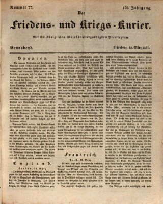 Der Friedens- u. Kriegs-Kurier (Nürnberger Friedens- und Kriegs-Kurier) Samstag 18. März 1837