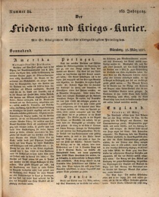 Der Friedens- u. Kriegs-Kurier (Nürnberger Friedens- und Kriegs-Kurier) Samstag 25. März 1837