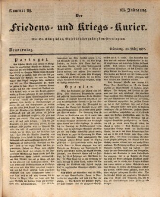 Der Friedens- u. Kriegs-Kurier (Nürnberger Friedens- und Kriegs-Kurier) Donnerstag 30. März 1837