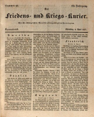 Der Friedens- u. Kriegs-Kurier (Nürnberger Friedens- und Kriegs-Kurier) Samstag 8. April 1837