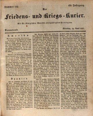 Der Friedens- u. Kriegs-Kurier (Nürnberger Friedens- und Kriegs-Kurier) Samstag 29. April 1837