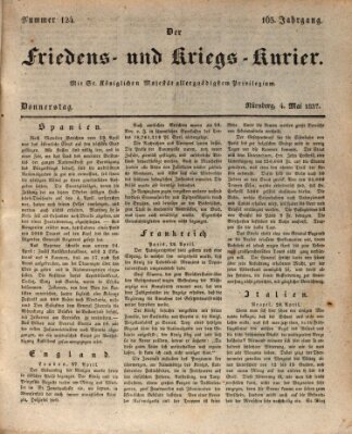 Der Friedens- u. Kriegs-Kurier (Nürnberger Friedens- und Kriegs-Kurier) Donnerstag 4. Mai 1837