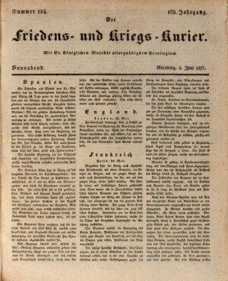 Der Friedens- u. Kriegs-Kurier (Nürnberger Friedens- und Kriegs-Kurier) Samstag 3. Juni 1837