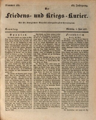 Der Friedens- u. Kriegs-Kurier (Nürnberger Friedens- und Kriegs-Kurier) Sonntag 4. Juni 1837