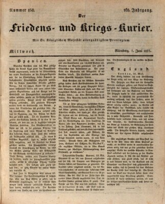 Der Friedens- u. Kriegs-Kurier (Nürnberger Friedens- und Kriegs-Kurier) Mittwoch 7. Juni 1837