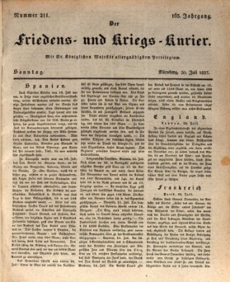 Der Friedens- u. Kriegs-Kurier (Nürnberger Friedens- und Kriegs-Kurier) Sonntag 30. Juli 1837