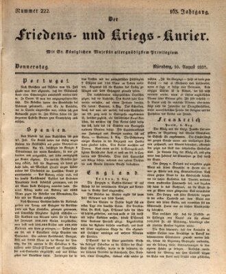 Der Friedens- u. Kriegs-Kurier (Nürnberger Friedens- und Kriegs-Kurier) Donnerstag 10. August 1837