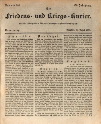 Der Friedens- u. Kriegs-Kurier (Nürnberger Friedens- und Kriegs-Kurier) Donnerstag 31. August 1837