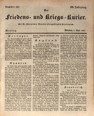 Der Friedens- u. Kriegs-Kurier (Nürnberger Friedens- und Kriegs-Kurier) Montag 4. September 1837