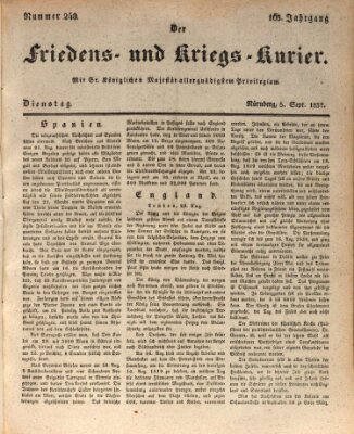 Der Friedens- u. Kriegs-Kurier (Nürnberger Friedens- und Kriegs-Kurier) Dienstag 5. September 1837