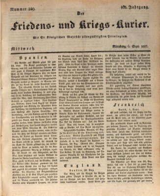 Der Friedens- u. Kriegs-Kurier (Nürnberger Friedens- und Kriegs-Kurier) Mittwoch 6. September 1837