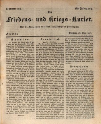 Der Friedens- u. Kriegs-Kurier (Nürnberger Friedens- und Kriegs-Kurier) Freitag 15. September 1837