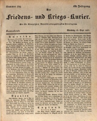 Der Friedens- u. Kriegs-Kurier (Nürnberger Friedens- und Kriegs-Kurier) Samstag 16. September 1837