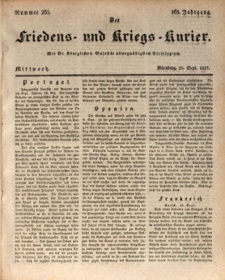 Der Friedens- u. Kriegs-Kurier (Nürnberger Friedens- und Kriegs-Kurier) Mittwoch 20. September 1837