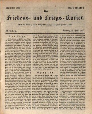 Der Friedens- u. Kriegs-Kurier (Nürnberger Friedens- und Kriegs-Kurier) Montag 25. September 1837