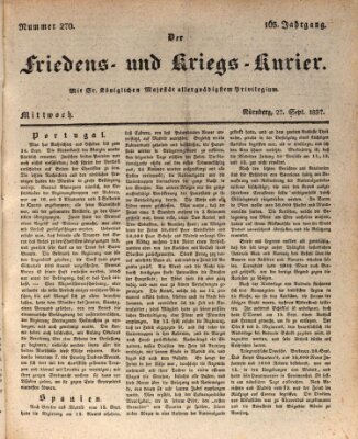 Der Friedens- u. Kriegs-Kurier (Nürnberger Friedens- und Kriegs-Kurier) Mittwoch 27. September 1837