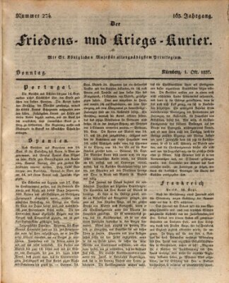 Der Friedens- u. Kriegs-Kurier (Nürnberger Friedens- und Kriegs-Kurier) Sonntag 1. Oktober 1837