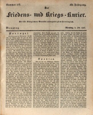 Der Friedens- u. Kriegs-Kurier (Nürnberger Friedens- und Kriegs-Kurier) Dienstag 3. Oktober 1837