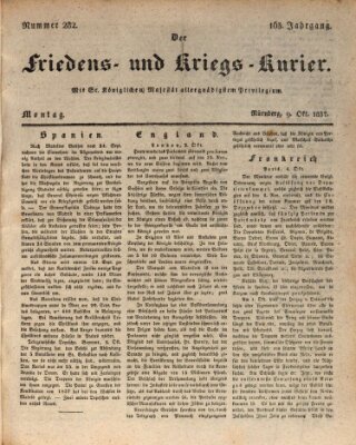 Der Friedens- u. Kriegs-Kurier (Nürnberger Friedens- und Kriegs-Kurier) Montag 9. Oktober 1837