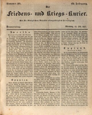 Der Friedens- u. Kriegs-Kurier (Nürnberger Friedens- und Kriegs-Kurier) Donnerstag 12. Oktober 1837