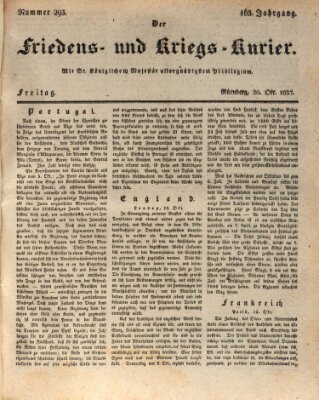 Der Friedens- u. Kriegs-Kurier (Nürnberger Friedens- und Kriegs-Kurier) Freitag 20. Oktober 1837