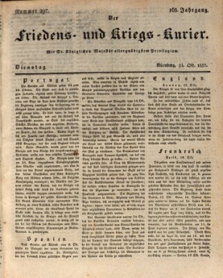 Der Friedens- u. Kriegs-Kurier (Nürnberger Friedens- und Kriegs-Kurier) Dienstag 24. Oktober 1837