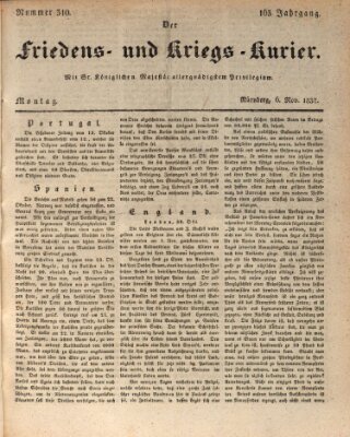 Der Friedens- u. Kriegs-Kurier (Nürnberger Friedens- und Kriegs-Kurier) Montag 6. November 1837