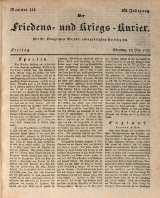 Der Friedens- u. Kriegs-Kurier (Nürnberger Friedens- und Kriegs-Kurier) Freitag 17. November 1837
