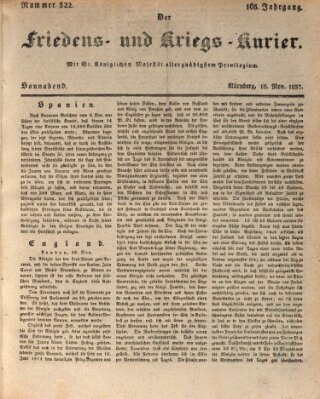 Der Friedens- u. Kriegs-Kurier (Nürnberger Friedens- und Kriegs-Kurier) Samstag 18. November 1837