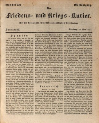 Der Friedens- u. Kriegs-Kurier (Nürnberger Friedens- und Kriegs-Kurier) Samstag 25. November 1837