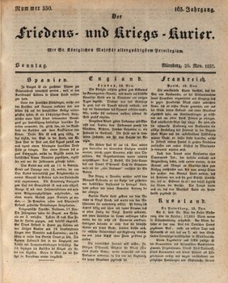 Der Friedens- u. Kriegs-Kurier (Nürnberger Friedens- und Kriegs-Kurier) Sonntag 26. November 1837