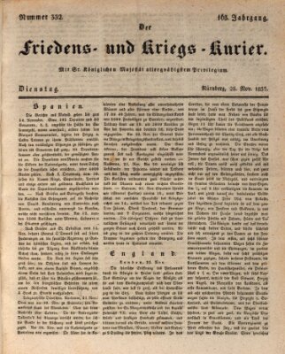 Der Friedens- u. Kriegs-Kurier (Nürnberger Friedens- und Kriegs-Kurier) Dienstag 28. November 1837