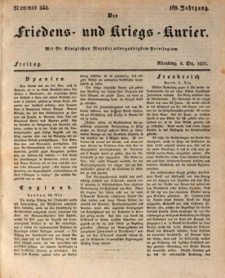 Der Friedens- u. Kriegs-Kurier (Nürnberger Friedens- und Kriegs-Kurier) Freitag 8. Dezember 1837