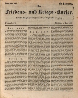 Der Friedens- u. Kriegs-Kurier (Nürnberger Friedens- und Kriegs-Kurier) Samstag 9. Dezember 1837