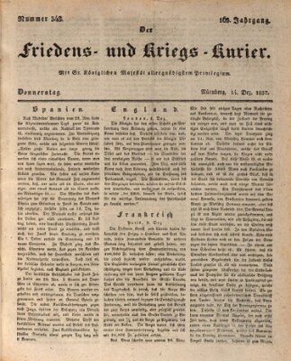 Der Friedens- u. Kriegs-Kurier (Nürnberger Friedens- und Kriegs-Kurier) Donnerstag 14. Dezember 1837