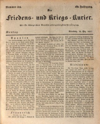 Der Friedens- u. Kriegs-Kurier (Nürnberger Friedens- und Kriegs-Kurier) Montag 18. Dezember 1837