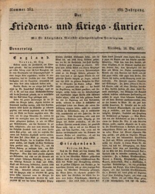 Der Friedens- u. Kriegs-Kurier (Nürnberger Friedens- und Kriegs-Kurier) Donnerstag 28. Dezember 1837