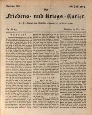 Der Friedens- u. Kriegs-Kurier (Nürnberger Friedens- und Kriegs-Kurier) Freitag 29. Dezember 1837