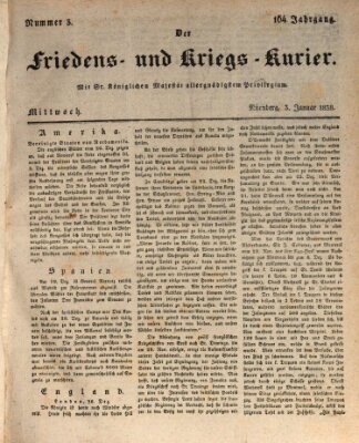 Der Friedens- u. Kriegs-Kurier (Nürnberger Friedens- und Kriegs-Kurier) Mittwoch 3. Januar 1838