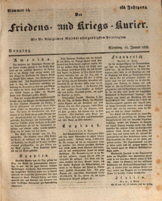 Der Friedens- u. Kriegs-Kurier (Nürnberger Friedens- und Kriegs-Kurier) Sonntag 14. Januar 1838