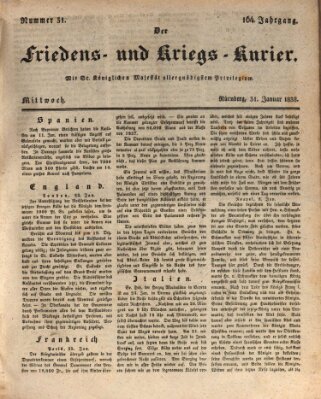 Der Friedens- u. Kriegs-Kurier (Nürnberger Friedens- und Kriegs-Kurier) Mittwoch 31. Januar 1838