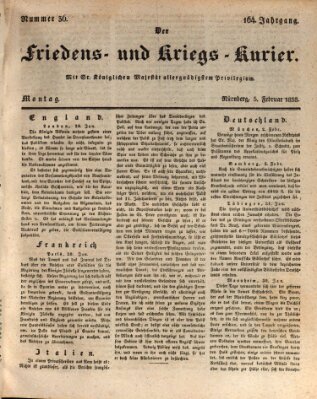 Der Friedens- u. Kriegs-Kurier (Nürnberger Friedens- und Kriegs-Kurier) Montag 5. Februar 1838