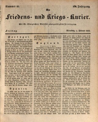 Der Friedens- u. Kriegs-Kurier (Nürnberger Friedens- und Kriegs-Kurier) Freitag 9. Februar 1838