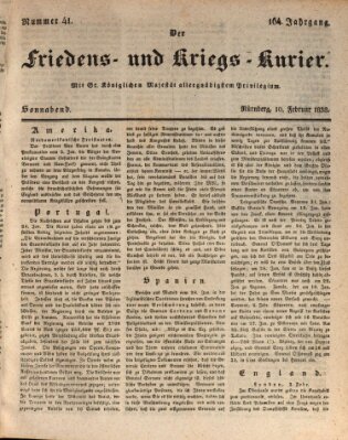 Der Friedens- u. Kriegs-Kurier (Nürnberger Friedens- und Kriegs-Kurier) Samstag 10. Februar 1838