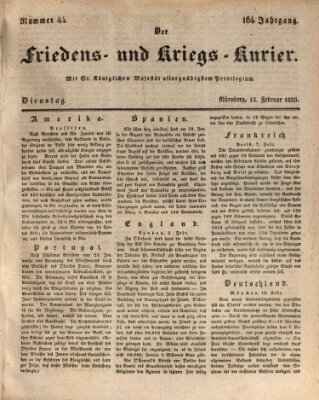 Der Friedens- u. Kriegs-Kurier (Nürnberger Friedens- und Kriegs-Kurier) Dienstag 13. Februar 1838