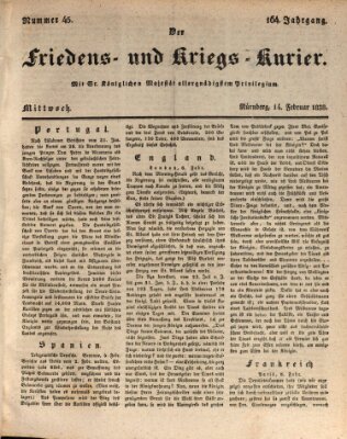 Der Friedens- u. Kriegs-Kurier (Nürnberger Friedens- und Kriegs-Kurier) Mittwoch 14. Februar 1838